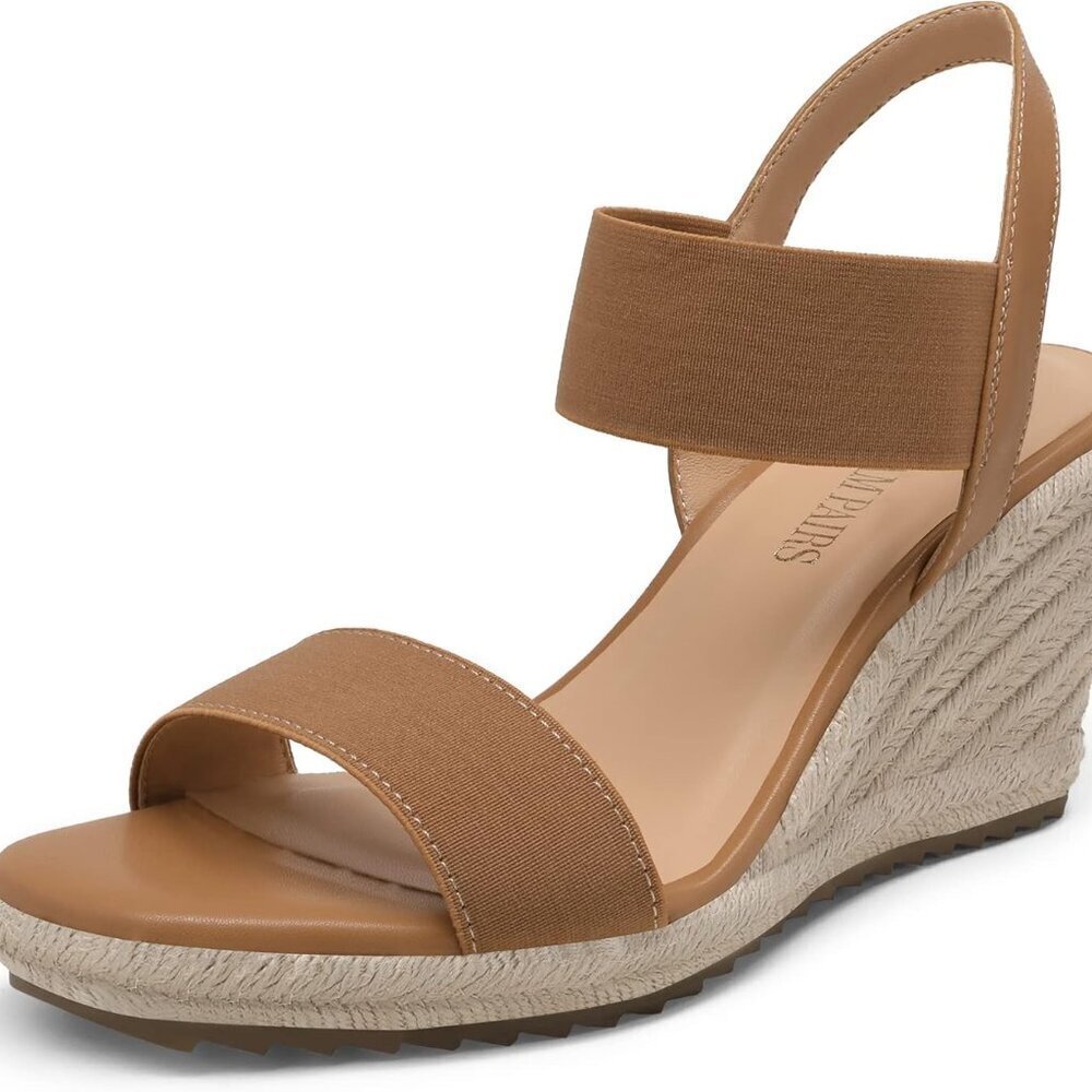 Womens Open Toe Espadrille Wedge Sandals 3.2 Inch Platform Slip On Casual Dressy